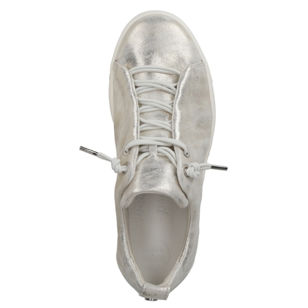Leather Sneaker. Color Beige metallic.